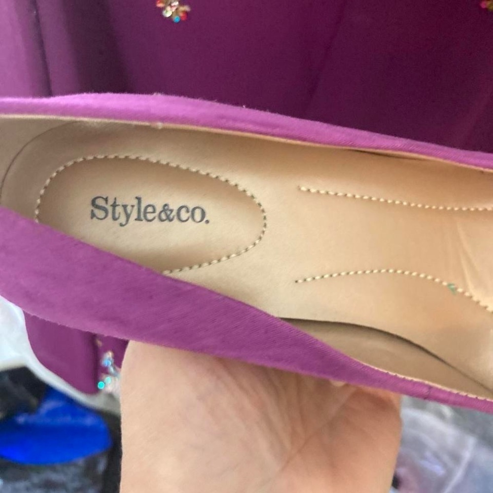 Light purple suede texture high heels with 3.5 inch heel Style & Co 6 - Picture 5 of 7